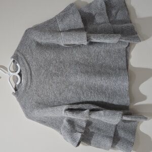 Gray tiered ruffle sweater